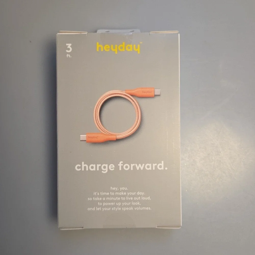 Heyday USB-C to USB-C Silicone Translucent Jelly Charging Cable - heyday-‎ Peach